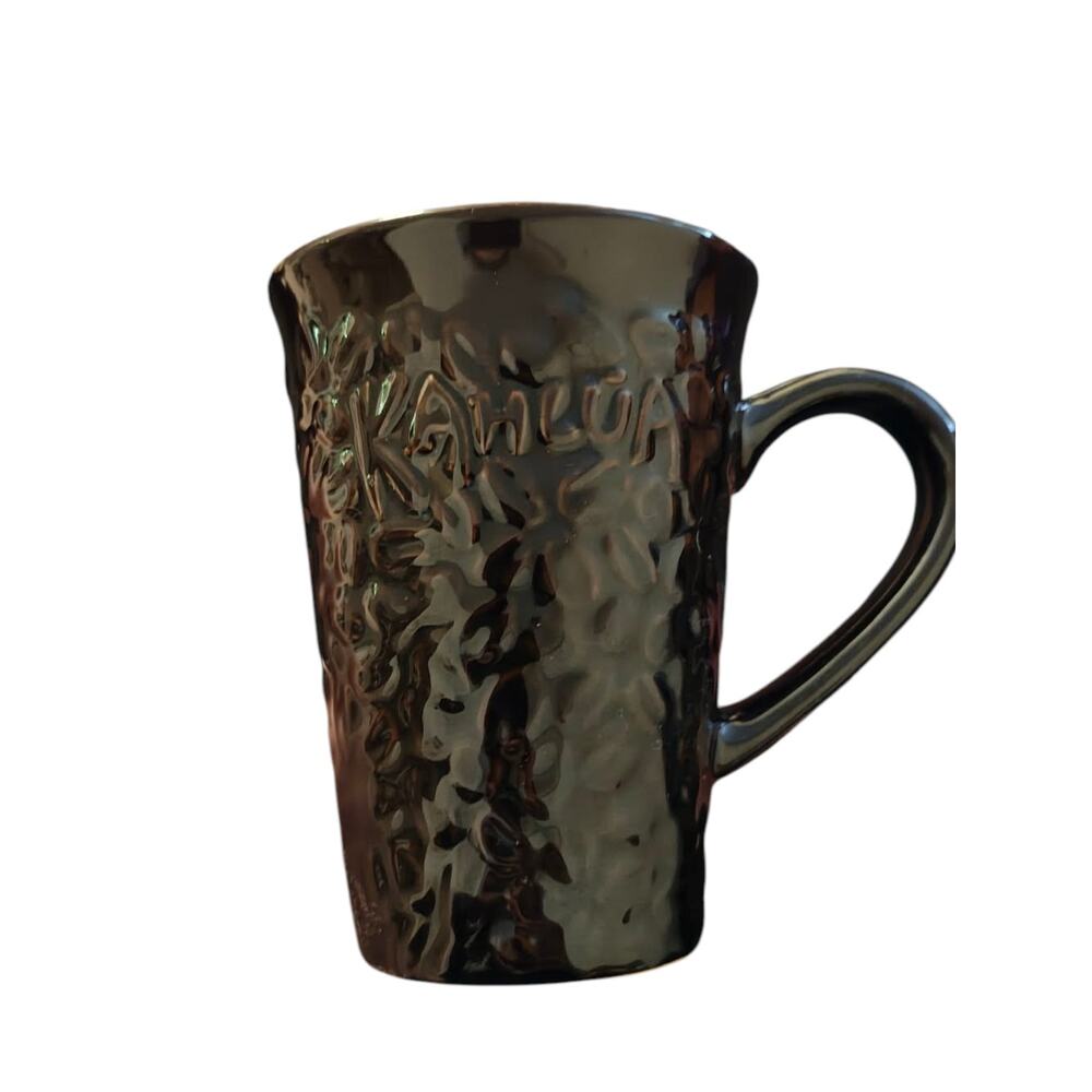 Retro Pernod Ricard USA Kahlua Coffee Bean Embossed Tapered Brown Stoneware Mug